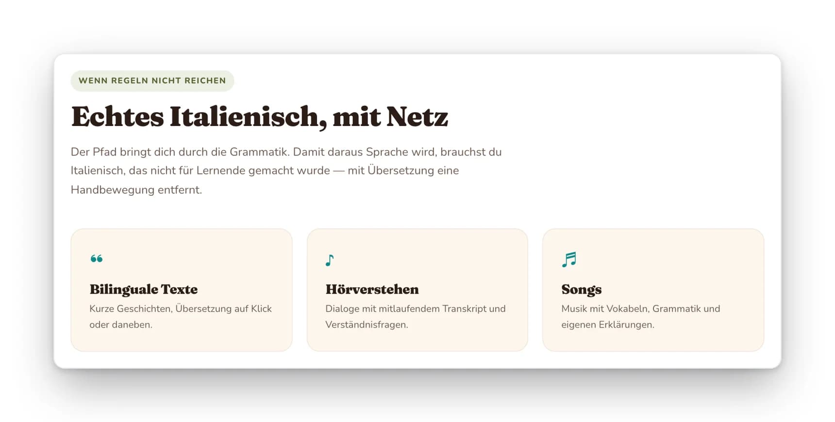 Echtes Italienisch, mit Netz