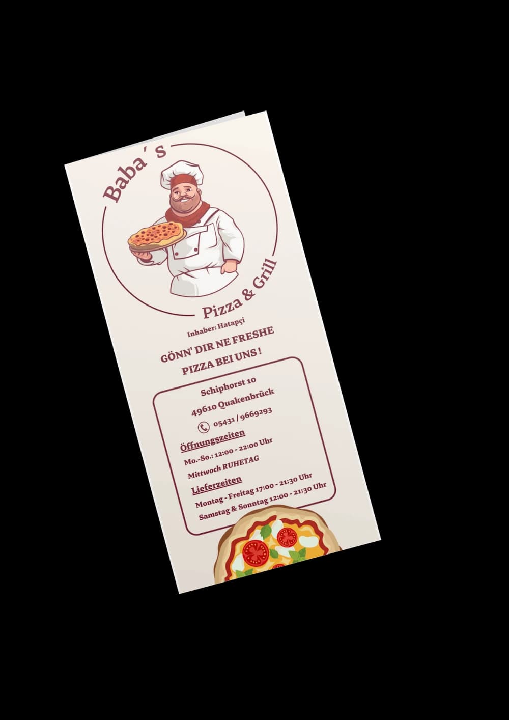 Flyer und Speisekarte im Markenstil