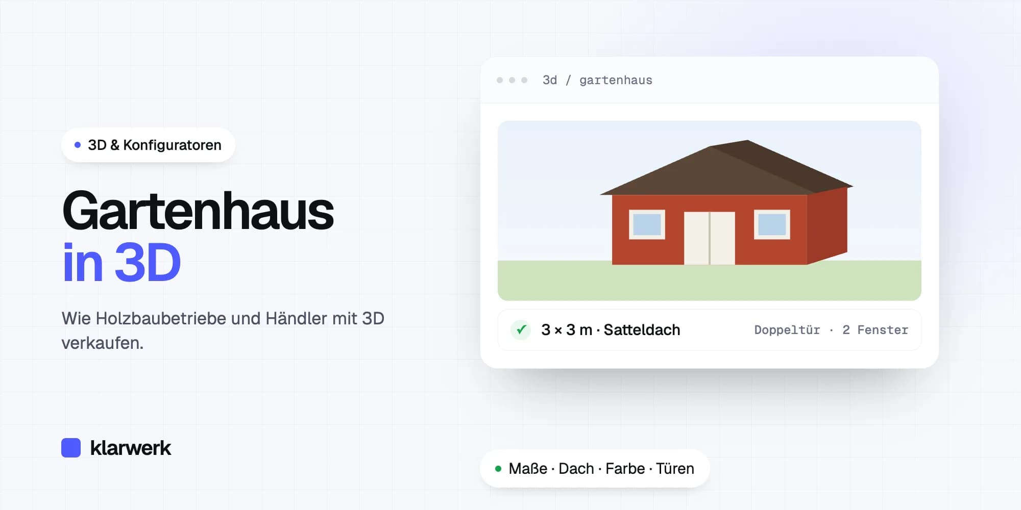 Gartenhaus online konfigurieren: Mit 3D verkaufen