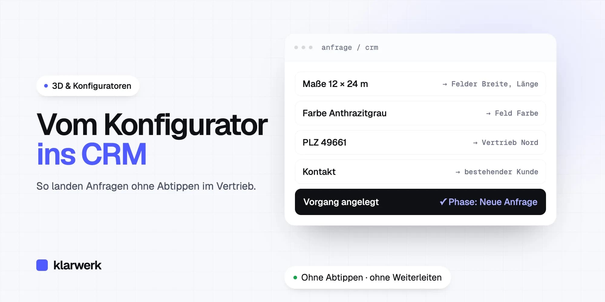 Vom Konfigurator ins CRM: So landen Anfragen ohne Abtippen im Vertrieb