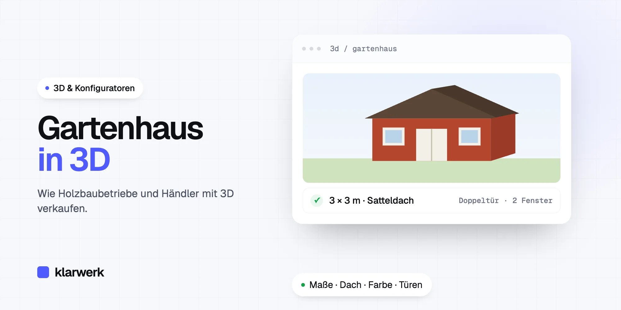 Gartenhaus online konfigurieren: Mit 3D verkaufen