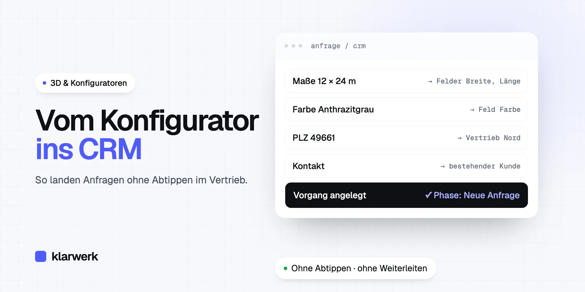 Vom Konfigurator ins CRM: So landen Anfragen ohne Abtippen im Vertrieb